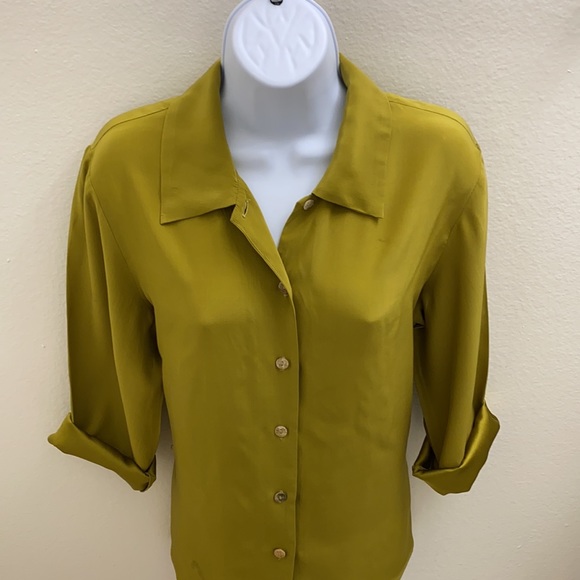 Citron Silk Lime Button Down Shirt M - Picture 3 of 6